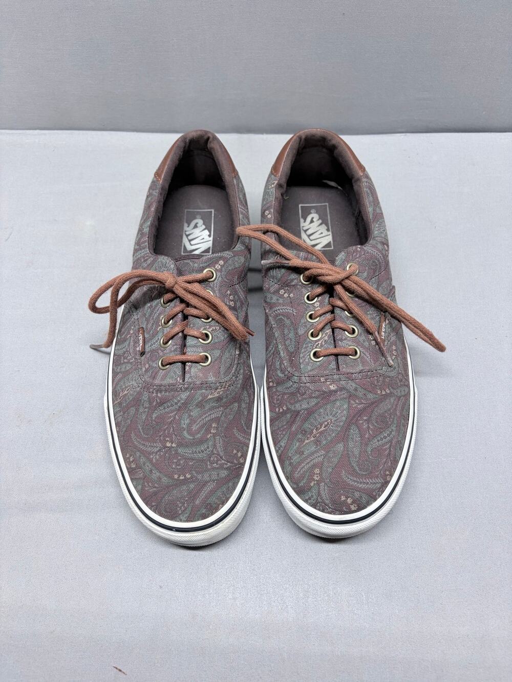 Vans Era 59 Paisley Camo Burgundy Brown Leather Skate Shoes Men's Size 12
